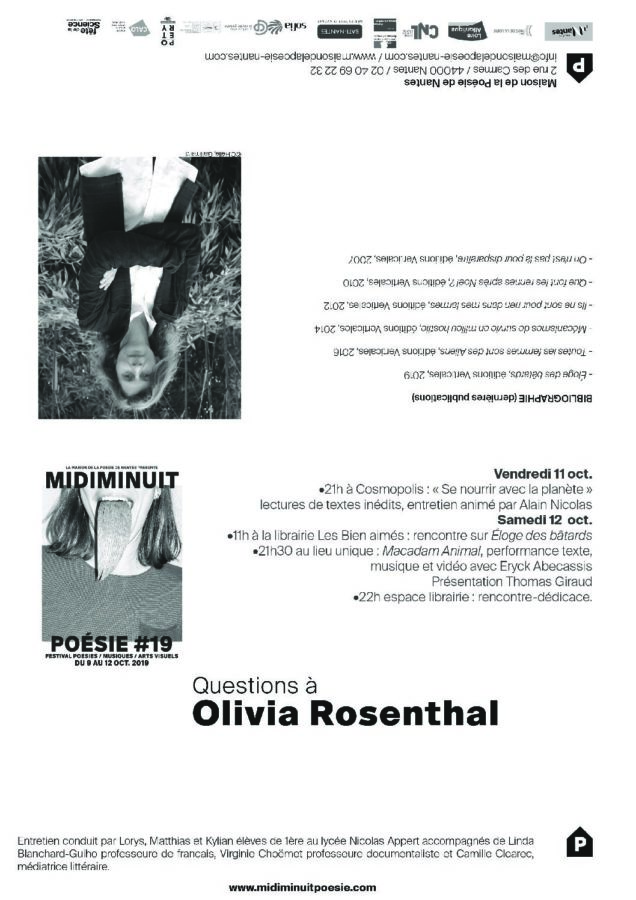 OliviaRosenthal Maison de la Poésie de Nantes