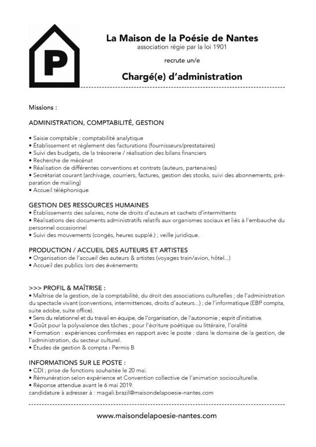 Fiche poste administrateur 2019