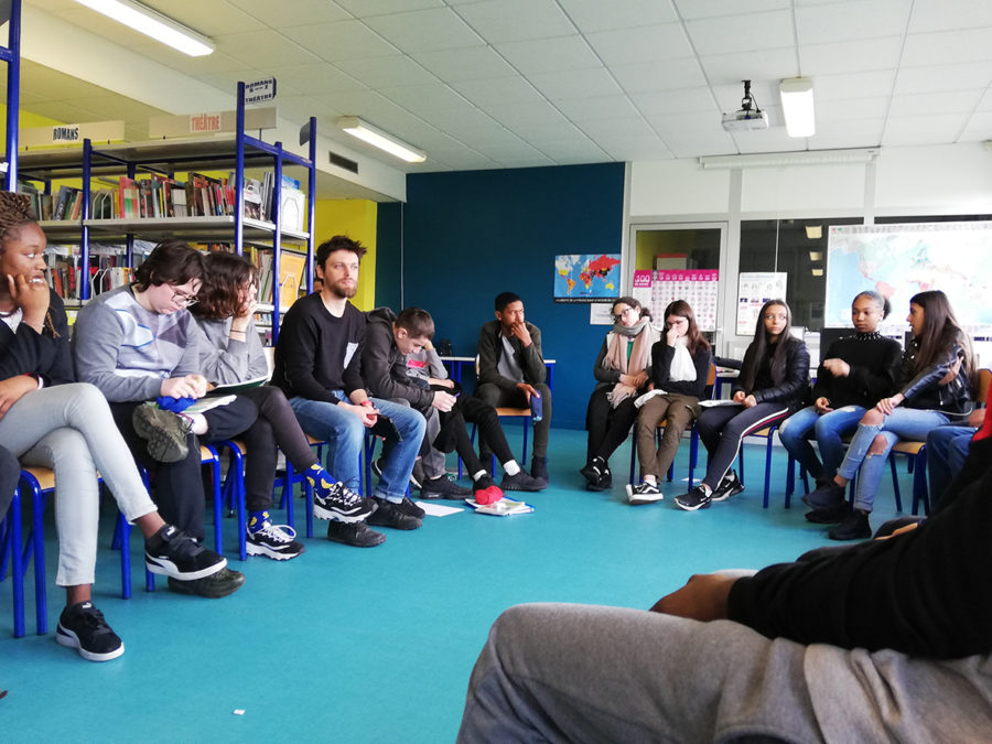 Sebastien Menard - atelier au college Noe Lambert, 2019